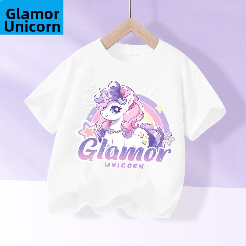 Детска лятна тениска с къс ръкав за момичета, нова 2025 г. от чист памук, моден топ за момичета, дишаща спортна тениска с половин ръкав