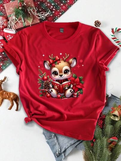 2025 Essence 2025 New Year Casual Χαλαρή Γραμμή Year of the Snake με Στρογγυλή Λαιμόκοψη