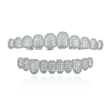 Аксесоари за брекети за Хелоуин, трансгранични хип-хоп, 14-каратови истинско злато, галванизирани медни циркониеви брекети, преувеличени рап диамантени брекети