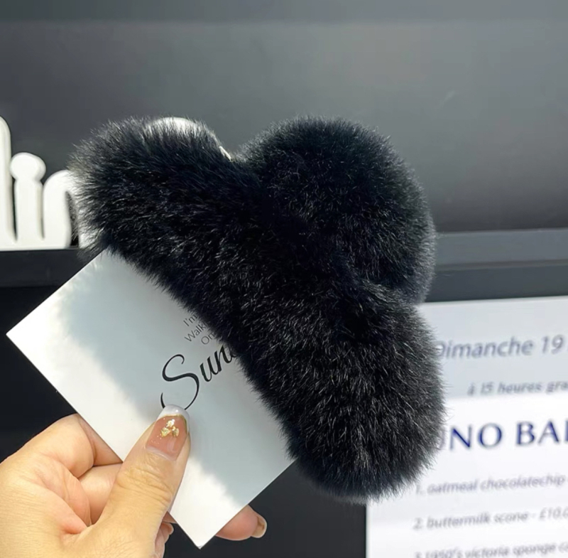 Južnokorejska nova kopča za kosu s pravim zecom, ženska retro prevelika kopča za kosu, kopča za kosu s morskim psima, visokokvalitetna plišana kopča za stražnju glavu