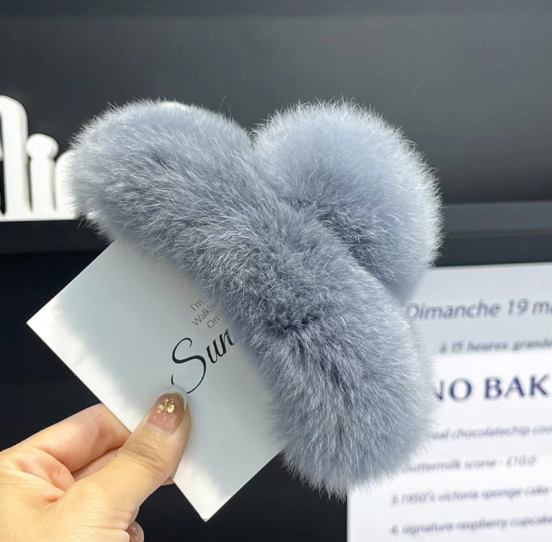 Južnokorejska nova kopča za kosu s pravim zecom, ženska retro prevelika kopča za kosu, kopča za kosu s morskim psima, visokokvalitetna plišana kopča za stražnju glavu