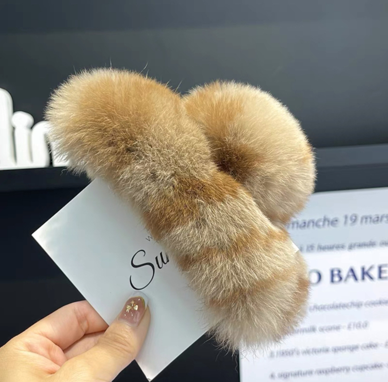 Južnokorejska nova kopča za kosu s pravim zecom, ženska retro prevelika kopča za kosu, kopča za kosu s morskim psima, visokokvalitetna plišana kopča za stražnju glavu