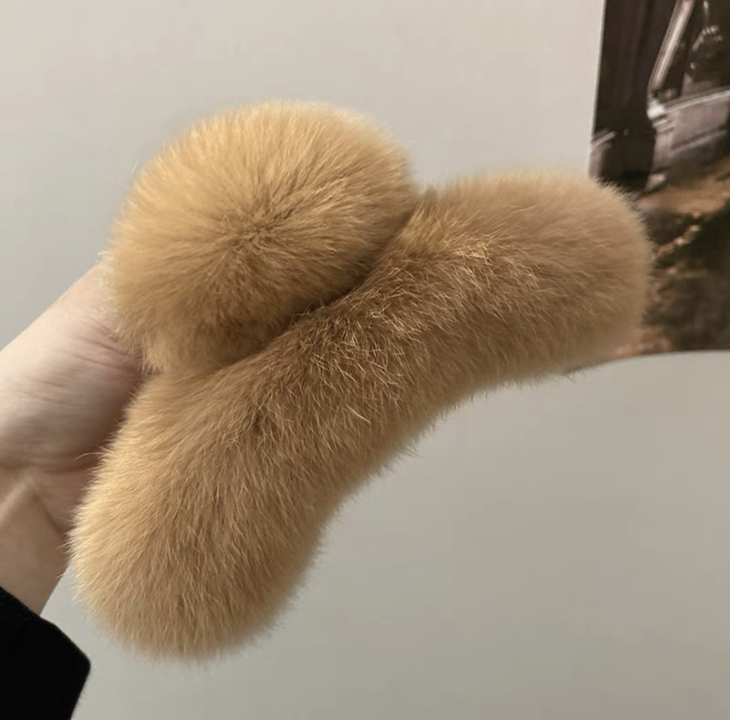 Južnokorejska nova kopča za kosu s pravim zecom, ženska retro prevelika kopča za kosu, kopča za kosu s morskim psima, visokokvalitetna plišana kopča za stražnju glavu