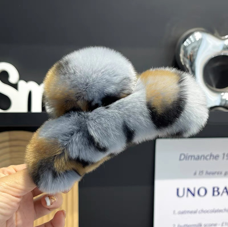 Južnokorejska nova kopča za kosu s pravim zecom, ženska retro prevelika kopča za kosu, kopča za kosu s morskim psima, visokokvalitetna plišana kopča za stražnju glavu