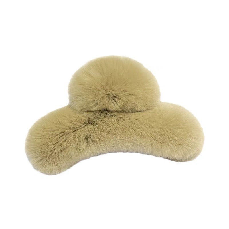 Южна Корея Нова щипка за коса с истински заек, дамска ретро щипка за коса с голям размер, щипка за коса тип „акула“, висококачествена плюшена щипка за захващане за глава с чувство