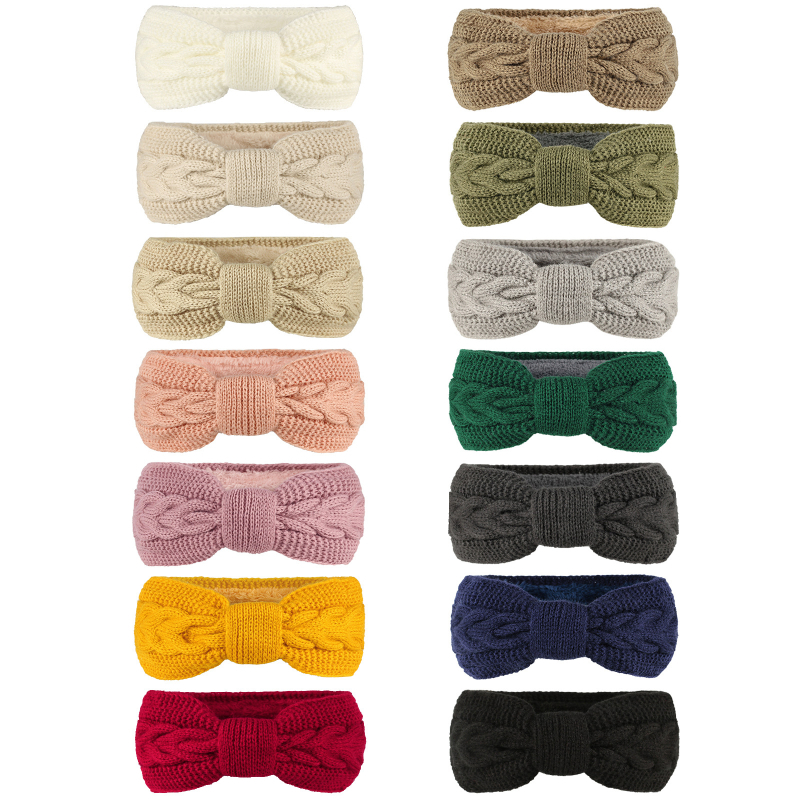 Трансгранична кадифена вълнена лента за коса с панделка, европейска и американска есенно-зимна топла усукваща се лента за защита на ушите, плетени аксесоари за коса