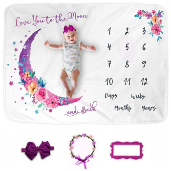 Beebi verstaposti fototekk juuksepaelaga, Garathi flanelltekk, taustatekk, beebitekk, kasvumälestustekk