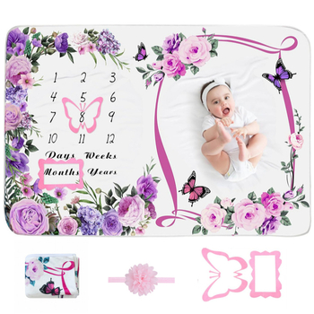 Beebi verstaposti fototekk juuksepaelaga, Garathi flanelltekk, taustatekk, beebitekk, kasvumälestustekk