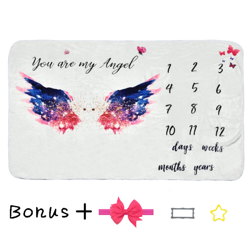 Beebi verstaposti fototekk juuksepaelaga, Garathi flanelltekk, taustatekk, beebitekk, kasvumälestustekk