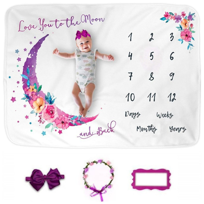 Beebi verstaposti fototekk juuksepaelaga, Garathi flanelltekk, taustatekk, beebitekk, kasvumälestustekk