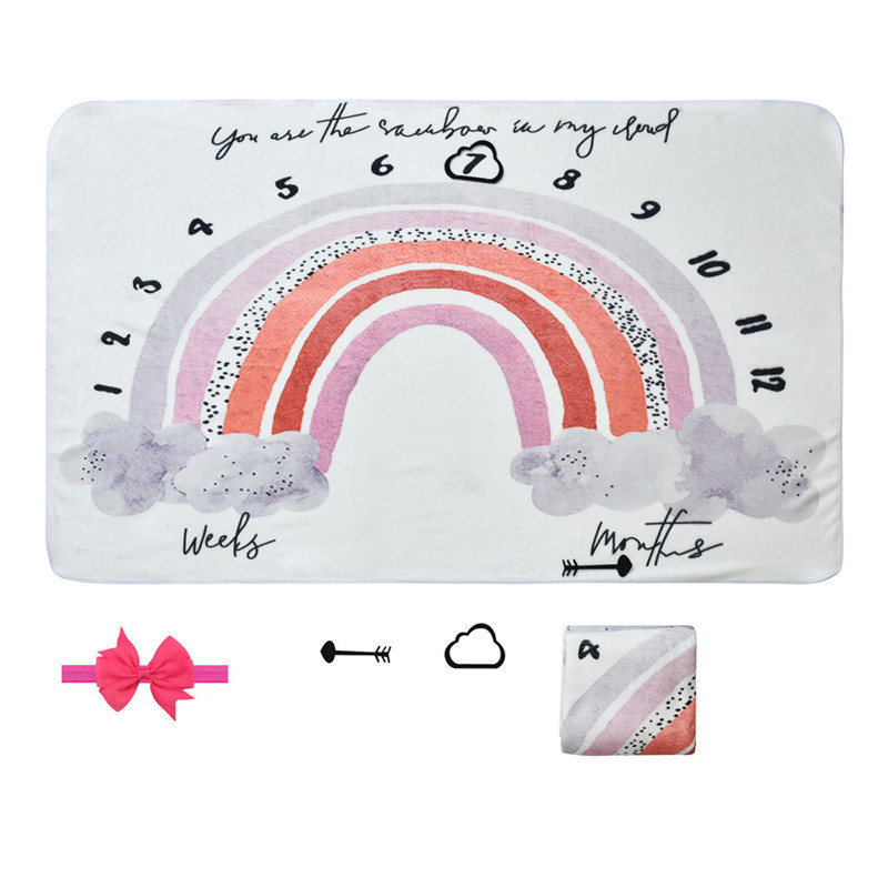 Beebi verstaposti fototekk juuksepaelaga, Garathi flanelltekk, taustatekk, beebitekk, kasvumälestustekk