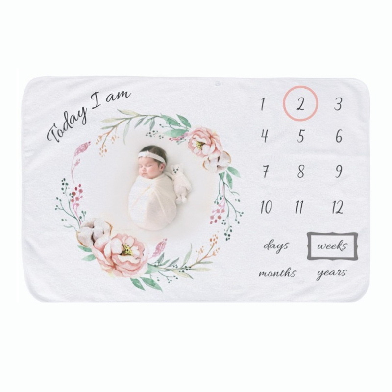 Beebi verstaposti fototekk juuksepaelaga, Garathi flanelltekk, taustatekk, beebitekk, kasvumälestustekk