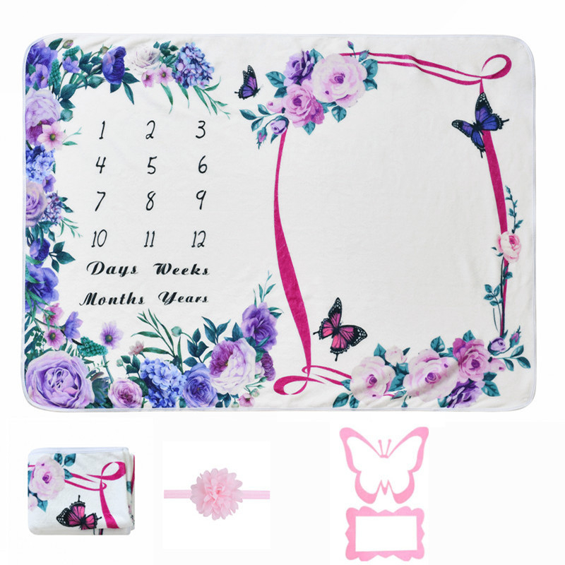 Beebi verstaposti fototekk juuksepaelaga, Garathi flanelltekk, taustatekk, beebitekk, kasvumälestustekk