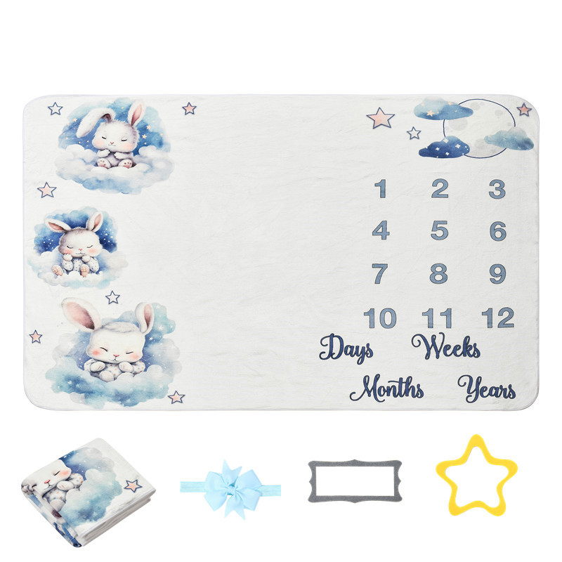 Beebi verstaposti fototekk juuksepaelaga, Garathi flanelltekk, taustatekk, beebitekk, kasvumälestustekk