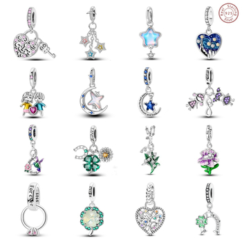 925 hõbedast ripats, neljaleheline ristik, elupuu, koolibri-liilia, orhidee helmed, tähekujuline õe ripats, isetegemise aksessuaarid