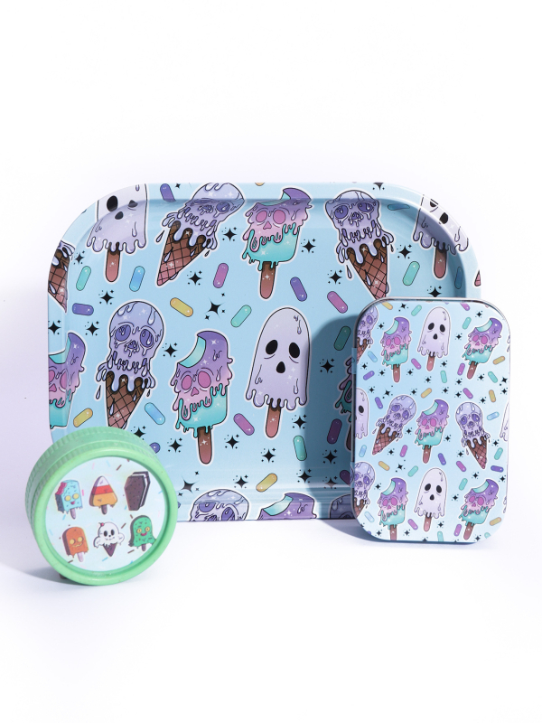 3 daļu smēķēšanas komplekts 18*14 cigarešu paplāte bioloģiski noārdāma 55 dzirnaviņu skārda kastes kombinācija