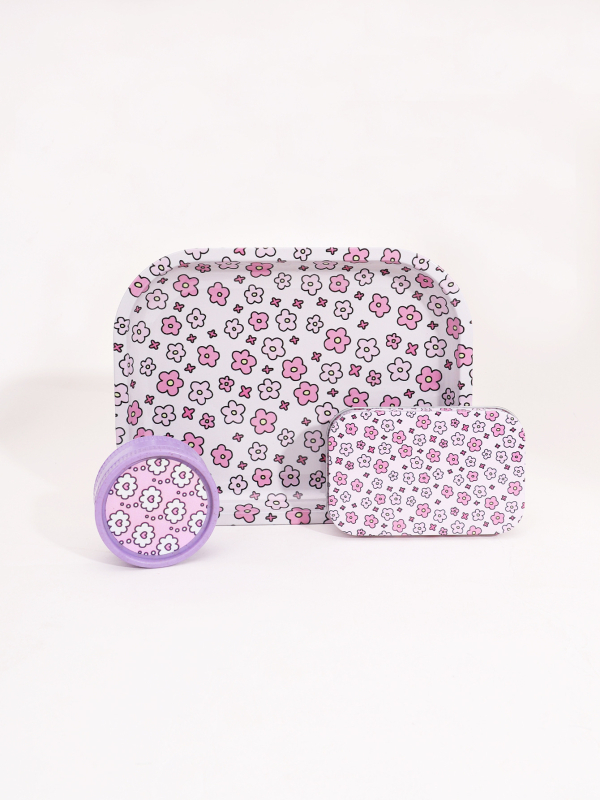 3 daļu smēķēšanas komplekts 18*14 cigarešu paplāte bioloģiski noārdāma 55 dzirnaviņu skārda kastes kombinācija