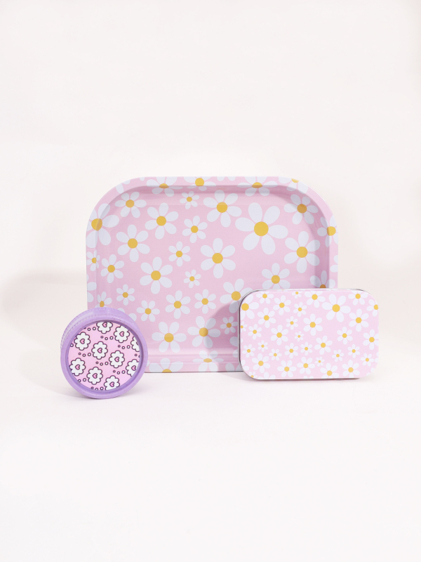 3 daļu smēķēšanas komplekts 18*14 cigarešu paplāte bioloģiski noārdāma 55 dzirnaviņu skārda kastes kombinācija