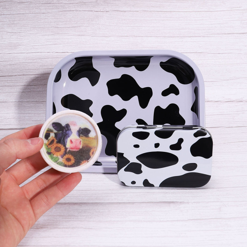 3 daļu smēķēšanas komplekts 18*14 cigarešu paplāte bioloģiski noārdāma 55 dzirnaviņu skārda kastes kombinācija