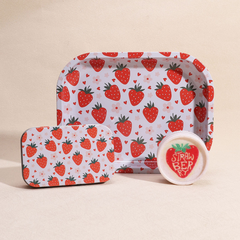 3 daļu smēķēšanas komplekts 18*14 cigarešu paplāte bioloģiski noārdāma 55 dzirnaviņu skārda kastes kombinācija