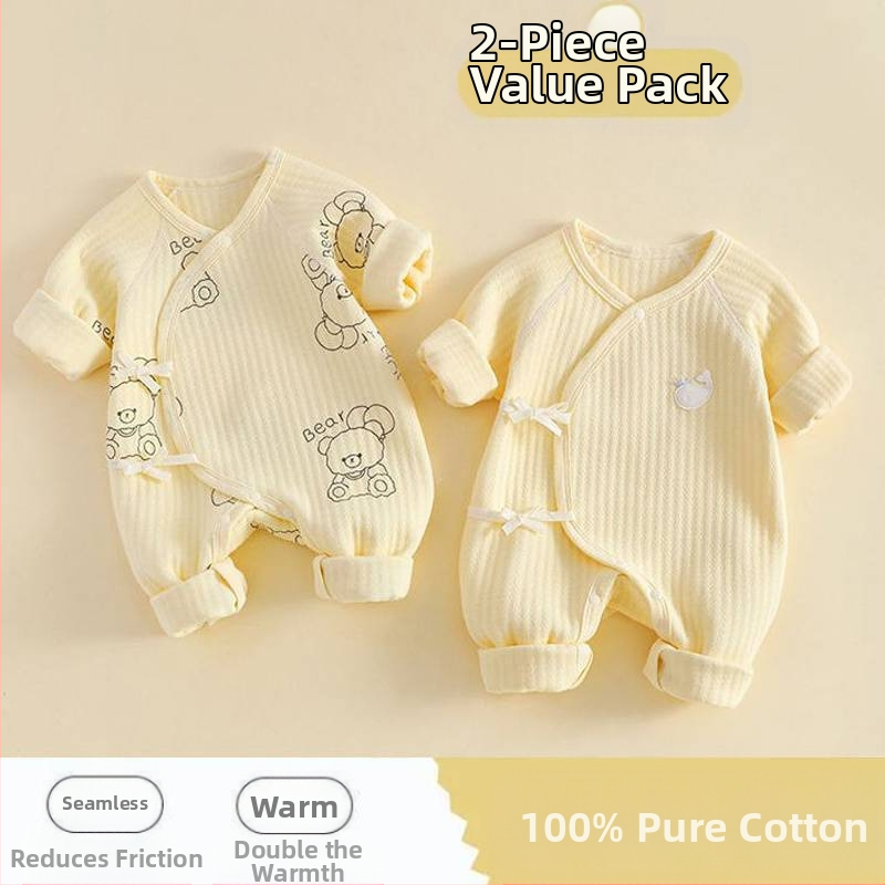 Дрехи за новородено бебе от чист памук, есенни и зимни ватирани пролетни и есенни гащеризони, топъл гащеризон за новородено малко дете