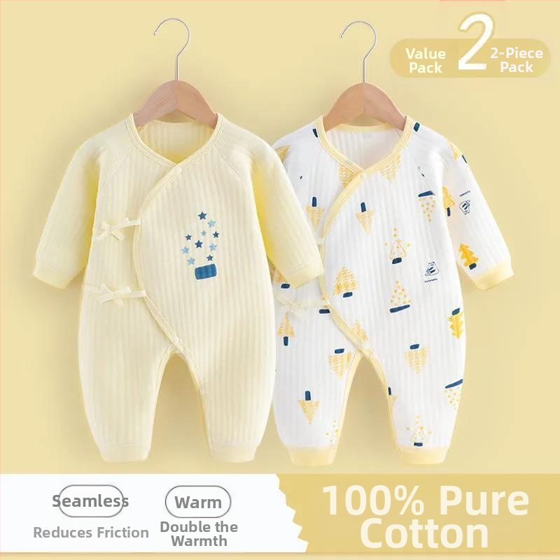 Дрехи за новородено бебе от чист памук, есенни и зимни ватирани пролетни и есенни гащеризони, топъл гащеризон за новородено малко дете