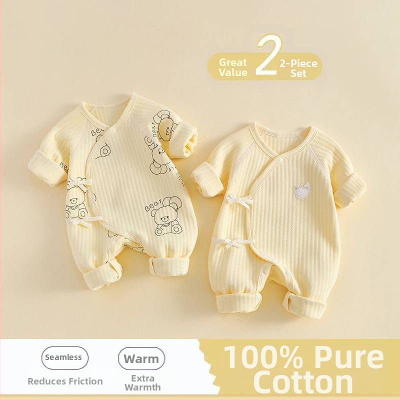 Дрехи за новородено бебе от чист памук, есенни и зимни ватирани пролетни и есенни гащеризони, топъл гащеризон за новородено малко дете
