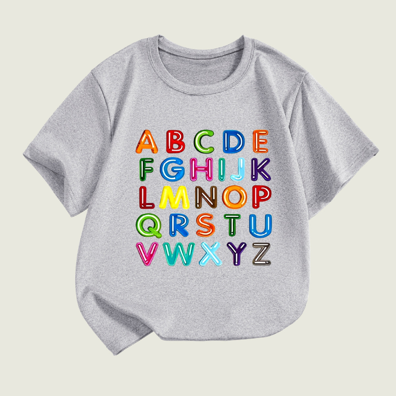 DZ Transfrontaliere Europeni și Americani Băieți Tricou cu mânecă scurtă Litere de imprimare de vară Nou Casual Gât rotund Copii Îmbrăcăminte moale și confortabil Top