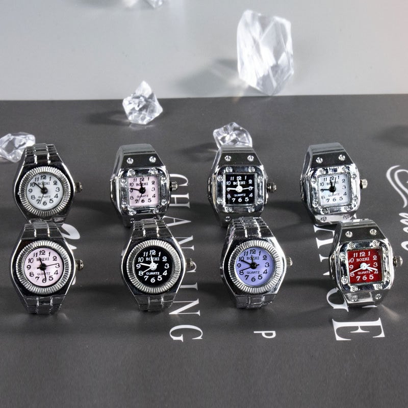 Sat u obliku prstena s kućištem od legure, unisex, kvarcni mehanizam, nerđajući čelik narukvica, kružni brojčanik promjera 19 mm, debljina 8 mm, opušten stil