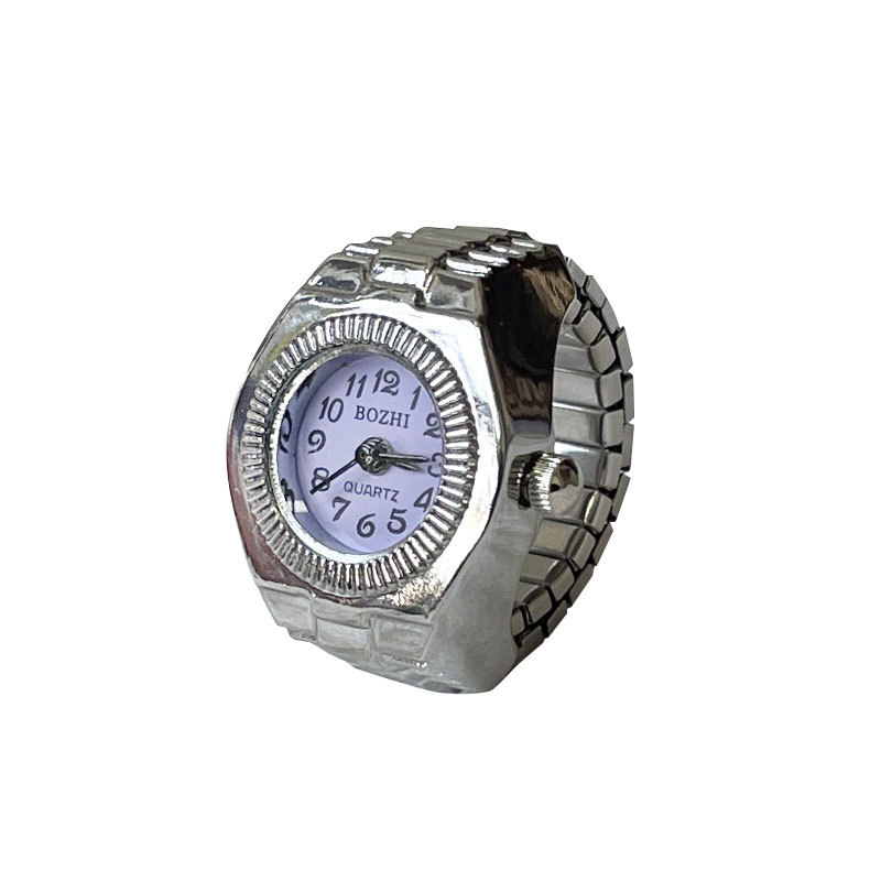 Sat u obliku prstena s kućištem od legure, unisex, kvarcni mehanizam, nerđajući čelik narukvica, kružni brojčanik promjera 19 mm, debljina 8 mm, opušten stil