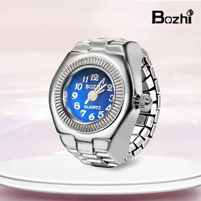 Sat u obliku prstena s kućištem od legure, unisex, kvarcni mehanizam, nerđajući čelik narukvica, kružni brojčanik promjera 19 mm, debljina 8 mm, opušten stil