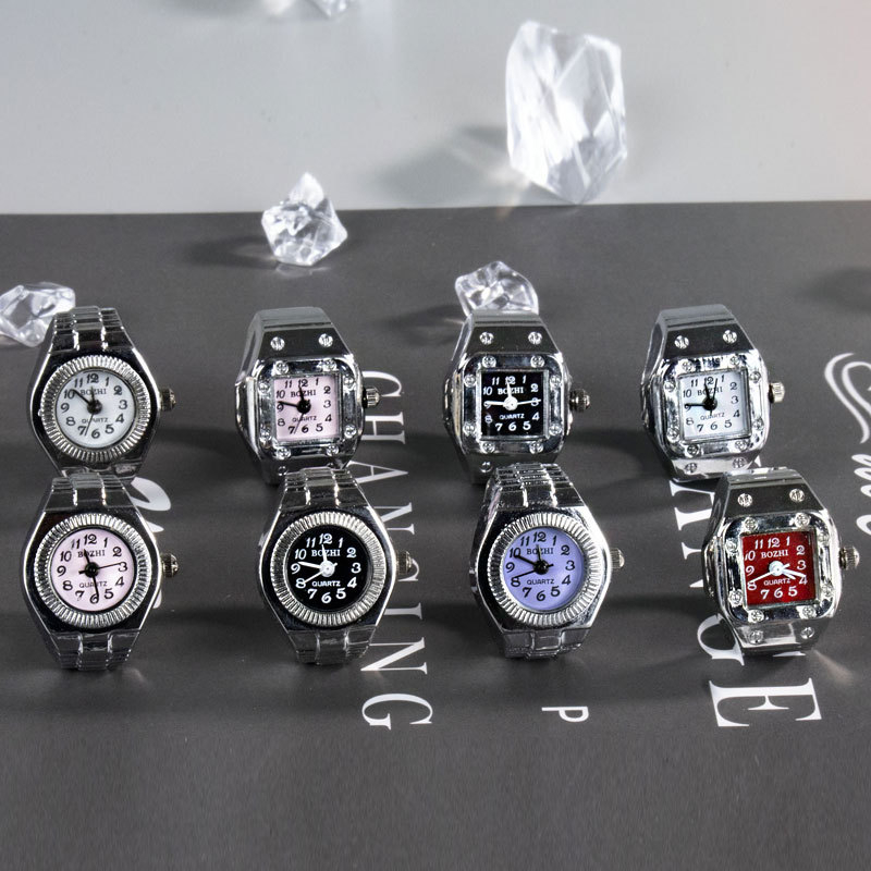 Sat u obliku prstena s kućištem od legure, unisex, kvarcni mehanizam, nerđajući čelik narukvica, kružni brojčanik promjera 19 mm, debljina 8 mm, opušten stil