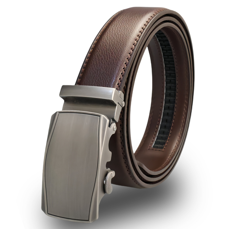 3,5 cm széles, egyszerű marhabőr férfi öv, divatos, új, automata csatos férfi nadrág, gyári övvel