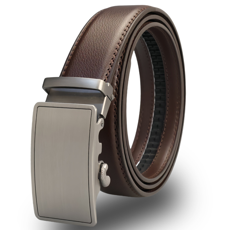 3,5 cm széles, egyszerű marhabőr férfi öv, divatos, új, automata csatos férfi nadrág, gyári övvel