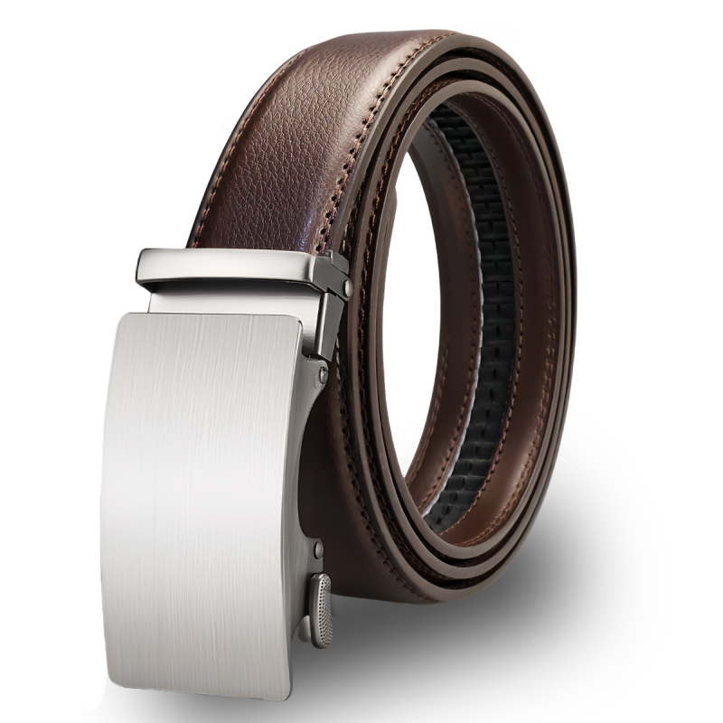 3,5 cm széles, egyszerű marhabőr férfi öv, divatos, új, automata csatos férfi nadrág, gyári övvel
