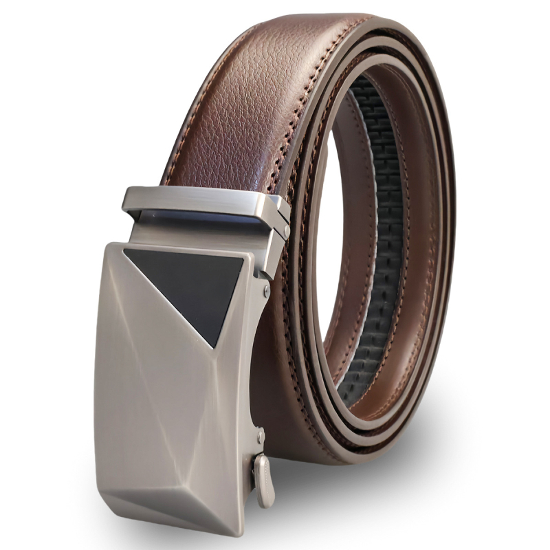3,5 cm széles, egyszerű marhabőr férfi öv, divatos, új, automata csatos férfi nadrág, gyári övvel