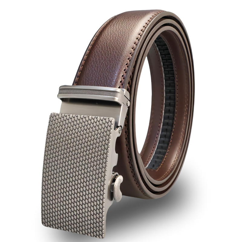 3,5 cm széles, egyszerű marhabőr férfi öv, divatos, új, automata csatos férfi nadrág, gyári övvel