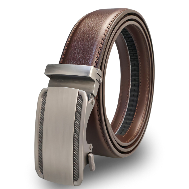 3,5 cm széles, egyszerű marhabőr férfi öv, divatos, új, automata csatos férfi nadrág, gyári övvel