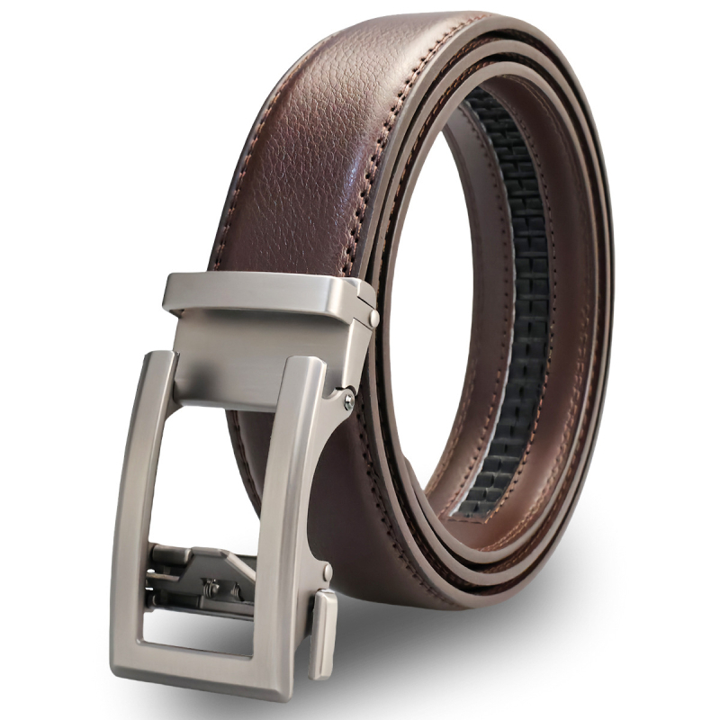 3,5 cm széles, egyszerű marhabőr férfi öv, divatos, új, automata csatos férfi nadrág, gyári övvel