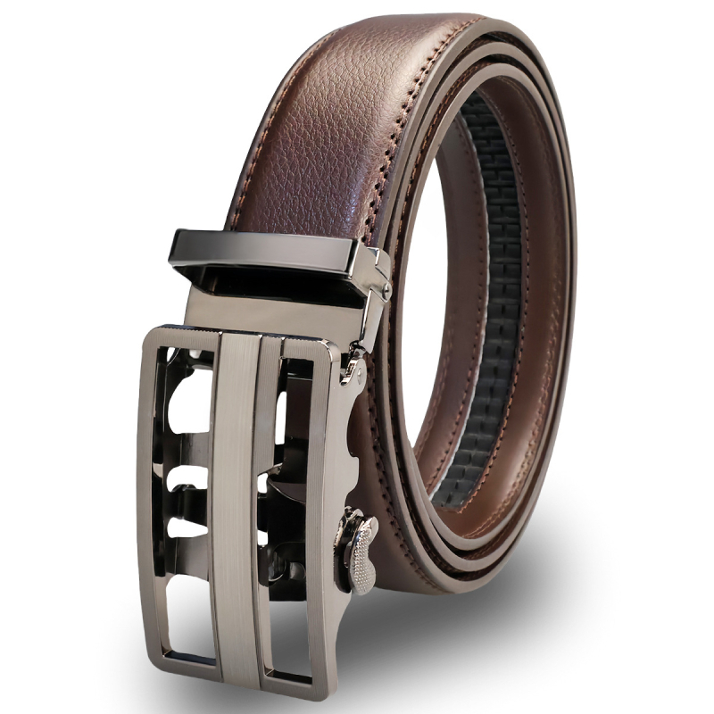 3,5 cm széles, egyszerű marhabőr férfi öv, divatos, új, automata csatos férfi nadrág, gyári övvel