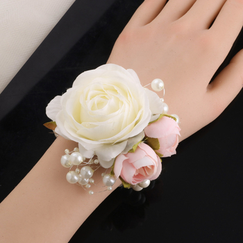 Mori kāzu līgavas un līgavaiņa korsetes plaukstas locītavas zieda piena krāsas simulācija rožu piespraude roku zieds rūpnīcas tiešā XH102