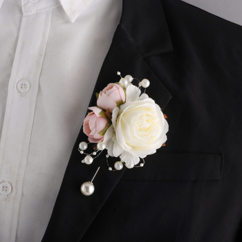 Mori vestuvių nuotakos ir jaunikio korsažo riešo gėlės pieno spalvos imitacija rožės sagė rankų gėlė gamyklos tiesioginė XH102