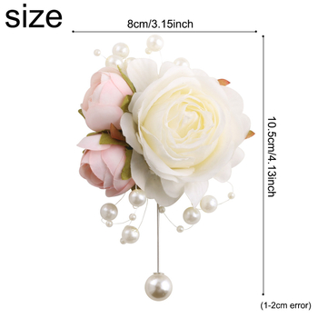 Mori vestuvių nuotakos ir jaunikio korsažo riešo gėlės pieno spalvos imitacija rožės sagė rankų gėlė gamyklos tiesioginė XH102