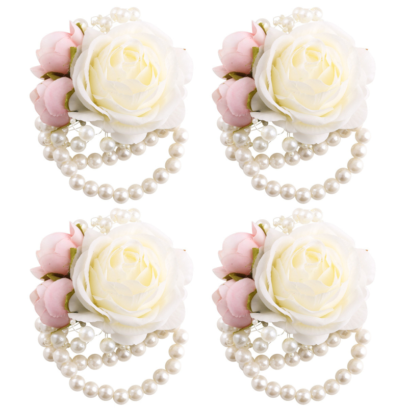 Mori vestuvių nuotakos ir jaunikio korsažo riešo gėlės pieno spalvos imitacija rožės sagė rankų gėlė gamyklos tiesioginė XH102