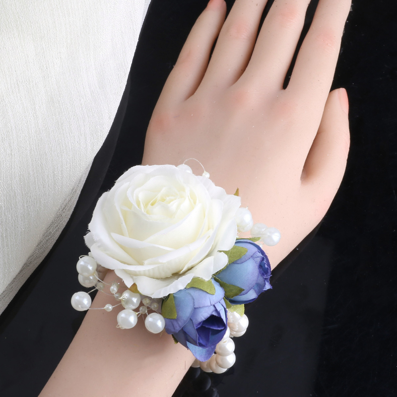 Mori kāzu līgavas un līgavaiņa korsetes plaukstas locītavas zieda piena krāsas simulācija rožu piespraude roku zieds rūpnīcas tiešā XH102