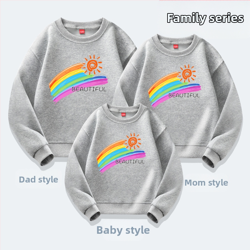 Lasteaia lapsevanema ja lapse tegevuste klassi riided sügis ja talv kooli sport õpilase vabaaja pluus lapsevanema ja lapse riided uus kampsun