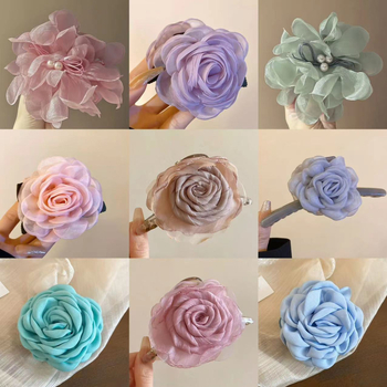 Σούπερ Νεράιδα Οργάντζα Λουλούδι Μαργαριταρένια Φουρκέτα Κλιπ Γλυκό Μόδας Κλιπ Καρχαρία Πίσω Κεφαλής Αξεσουάρ Μαλλιών