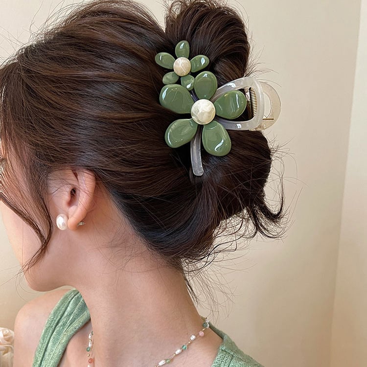 Супер фея органза цвете перла фиба за коса щипка сладка мода задна глава акула щипка ниша артистични аксесоари за коса