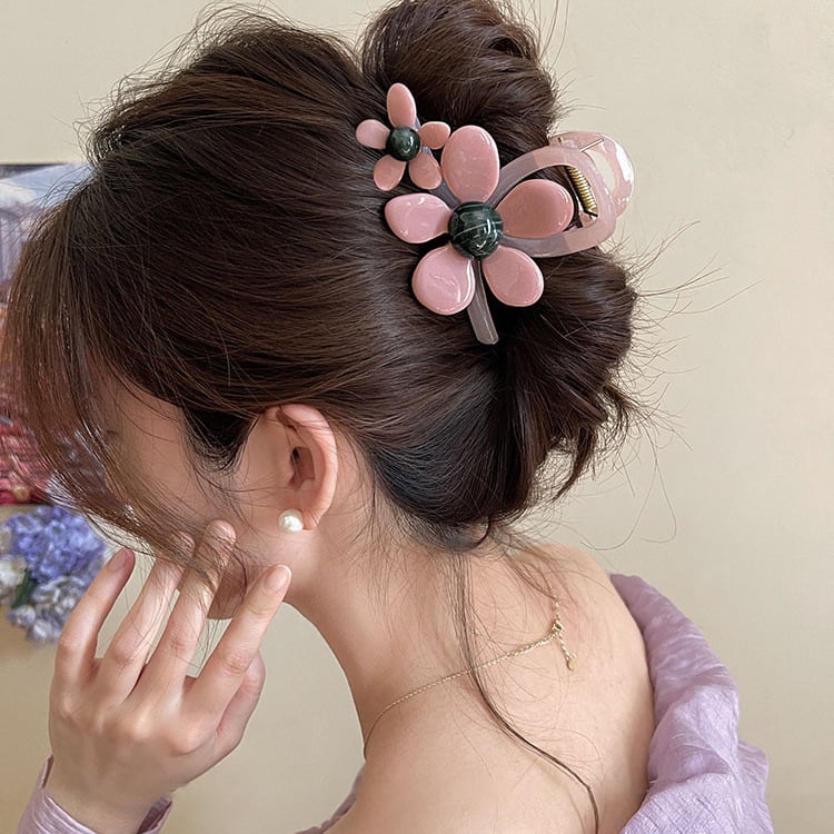 Супер фея органза цвете перла фиба за коса щипка сладка мода задна глава акула щипка ниша артистични аксесоари за коса