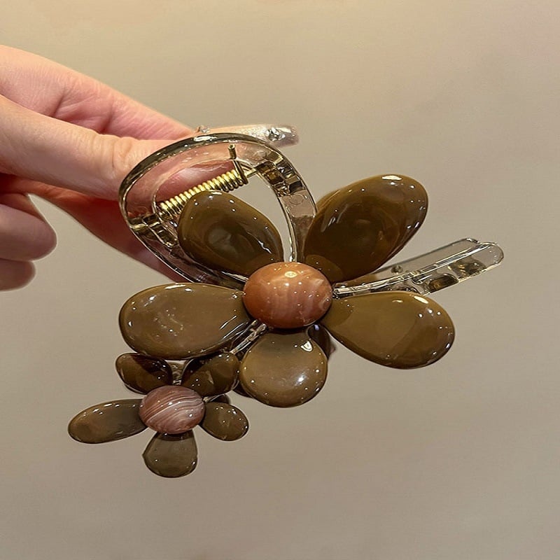 Супер фея органза цвете перла фиба за коса щипка сладка мода задна глава акула щипка ниша артистични аксесоари за коса